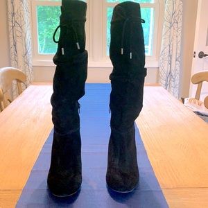 I.N.C. Black Wedge Slouch Suede Boots